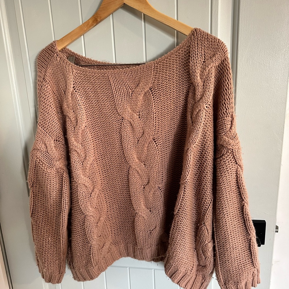 Off the shoulder slouchy sweater